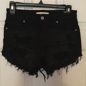 Eunina black destroyed denim shorts